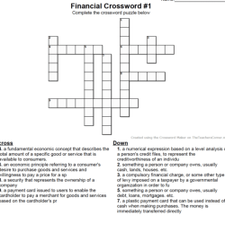 Personal finance crossword puzzle answers