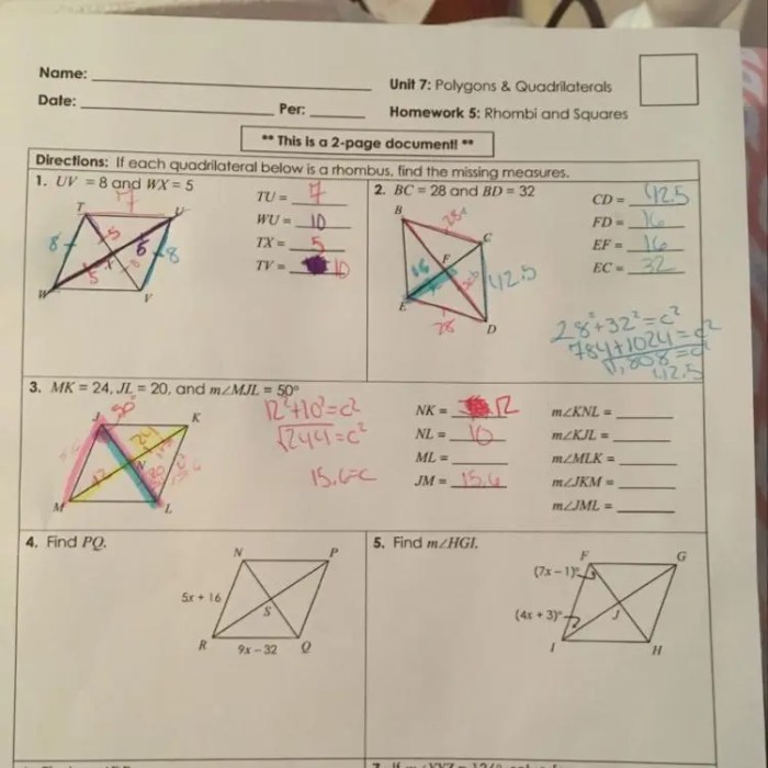 Unit 7 polygons and quadrilaterals test answers