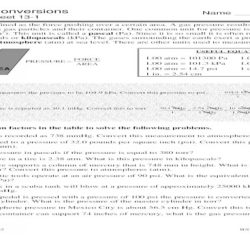 Pressure conversion problems worksheet answers